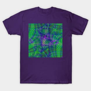 Green and Purple Lines Fractal Design T-Shirt